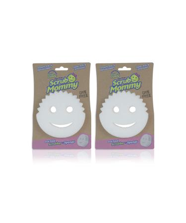 Scrub Daddy Dual-Sided Sponge and Scrubber- Scrub Mommy Dye Free - Scratch-Free Scrubber for Dishes and Home, Odor Resistant, Soft in Warm Water, Firm in Cold, Dishwasher Safe, 1ct (Pack of 2) 2 Count (Pack of 1)