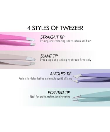 4-Piece Professional Tweezers Set for Men and Women - Precision Eyebrow Plucking, Ingrown Hair Removal, Blackhead & Tick Removal - Buy Online on SooperMarket.com