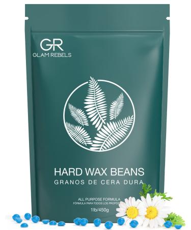 Hard Wax Beads  GLAM REBELS 1lb Chamomile Blue Wax Beans for Sensitive Skin  Facial Body Legs Brazilian Bikini Gentle Waxing for PCOS Hair Removal at Home