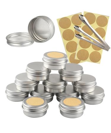 Tianzd 100 pieces empty 10 ml round silver aluminum tins screw can cream box aluminum tart doses with screw lid 5ml aludose tin tin cans for cosmetics candle ointments 3x spoons 100x etiquette silver 10ml