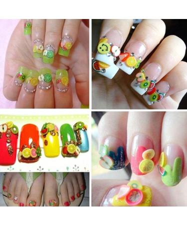 Basage 1000pcs/Bag Assorted Clay 3D Fruit Pattern Slices Nail Art Decoration by Cool Shiny Slicing Nail Decorations - Buy Online on SooperMarket.com