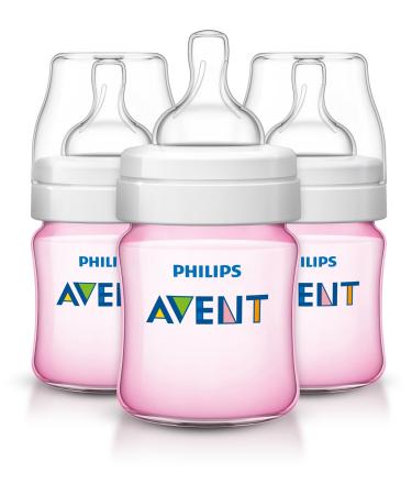 Philips Avent Anti-colic Baby Bottles Pink  4oz  3 Piece