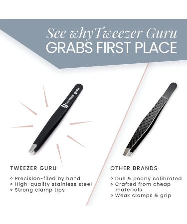 Tweezer Guru 4-Piece Eyebrow Tweezer Set for Men & Women - Professional Precision Tweezers Kit with Case for Facial Hair, Splinter, and Ingrown Hair Removal - Buy Online on SooperMarket.com