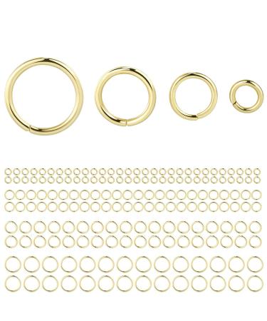 Alexcraft 14k Gold Plated Jump Rings 900PCS 4/6/8/10 mm Gold Jump Rings Strong Gold Open Jump Rings Bulk for Necklace Bracelet Earrings Jewelry Making Gold 4MM 6MM 8MM and 10MM