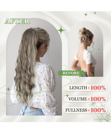YEESHEDO Long Wavy Drawstring Ponytail Extension 26 Ash Blonde with Platinum Highlights - Buy Online on SooperMarket.com