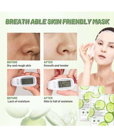 Cucumber Face Mask 5pc Hydrating Face Masks Hyaluronic Acid Anti Aging Soothing Brightening Skin Face Sheet Masks Replenish Moisture Skin Brightening Skin Barrier Repair Moisturising Face Mask Green-Cucumber - Buy Online on SooperMarket.com