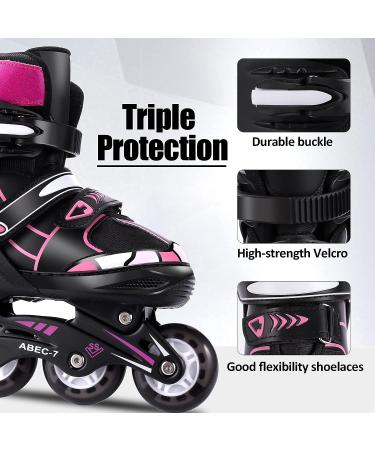 Kids Light Up Inline Skates - Adjustable Christmas Gift for Children in Black & Red - Size Medium (2-5) - Buy Online on SooperMarket.com