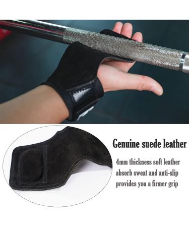 Leather Weightlifting Wrist Straps with Grip Assistance - Black | Deadlift Straps for Workout Gym - Men and Women - Buy Online on SooperMarket.com