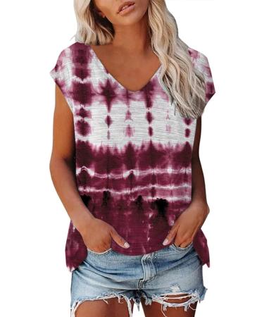 Short Sleeve T Shirts Clothing Woman T-Shirt Casual Black Clothing Top Women's Floral Pattern for Women Crop Tops Shirt Shirts Top Women's Summer Tank Top 4-wine M - Buy Online on SooperMarket.com