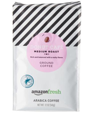 AmazonFresh Donut Cafe Ground Coffee, Medium Roast, 12 Ounce