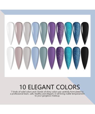 Saviland 10 Colors Acrylic Powder Set for Nail Extension - Professional Acrylic Polymer Powder with Glitter Shades - No Lamp Needed - Office Lady Approved - Buy Online on SooperMarket.com
