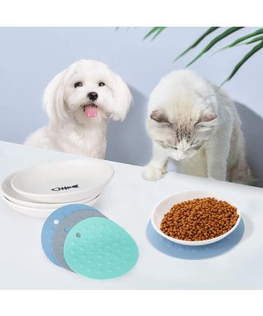 Ceramic Cat Food Plates and Wide Bowls for Stress-Relief Whisker Fatigue | Cat Feeding Dishes in White & Black - Buy Online on SooperMarket.com