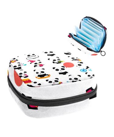 Pandas Sanitary Napkin Storage Bag Feminine Menstrual Cup Pouches Nursing Pad Holder Tampon Bags Portable Period Bag for Women Teen Girls 1Pcs Multi-colored 13