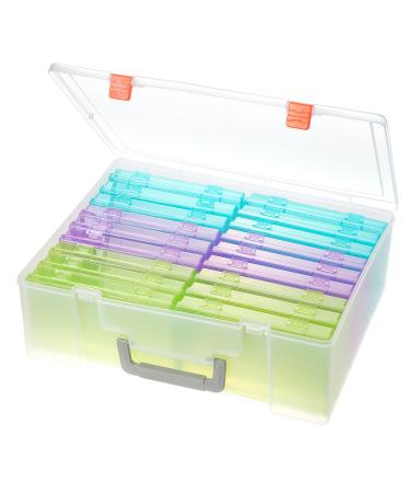 Photo Storage Box 4x6 18 Inner Extra Large Photo Case Large Photo Organizer Acid-Free Photo Box Storage Photo Keeper Photo Storage Case Plastic Craft Storage Box for Photo Stickers Stamps Seeds 18 Boxes 18 Boxes Multicolor-3Color
