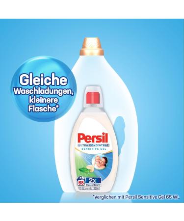 Persil Ultra Concentrate Sensitive Gel - 130 Wash Loads Liquid Detergent for Allergy Sufferers & Babies | Eco-Friendly Stain Remover Dermatologically Tested - Buy Online on SooperMarket.com