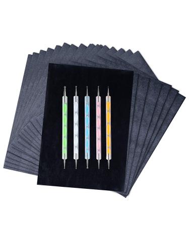 200 Sheets Carbon Paper Black Graphite Paper Transfer Tracing Paper and 5 Pieces Ball Embossing Styluses for DIY Woodworking  Paper  Canvas and Other Art Craft Surfaces