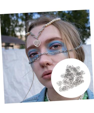 50pcs Pendant Jewel Earrings Heart Earring Retro Charms Alloy Hanging Ornaments Key Chain Hollow Out 1.8X1.7cm Silver - Buy Online on SooperMarket.com