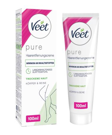 Veet pure hair removal cream for body arms and legs - depilatory cream for dry skin - minimum of ingredients & pleasant fragrance - 100 ml 100 ml (1 Pack)