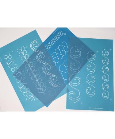 Full Line Stencil - Easy Border Bundle Pack of 3 Stencils: Border Assortment Swirl Sashing Border Ribbon Candy Border for Free Motion Domestic Machine Hand Long-Arm Quilting (30669 30640 30733)