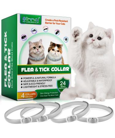 Qlige tick flea band cat flea collar for cats 4PCs effective protection protection against skin allergies soft and convenient adjustable waterproof for all cats.