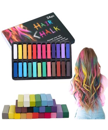 Glamified Hair Chalk 24 Colors Set Non-Toxic Temporary Hair Color Chalk Dye Soft Pastels for Women and Girls Hair