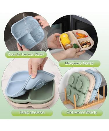 FireTink 3-Piece Silicone Baby Plate Set - BPA-Free Suction Cup Slip-Resistant Children's Dishware with Fork & Spoon - Buy Online on SooperMarket.com