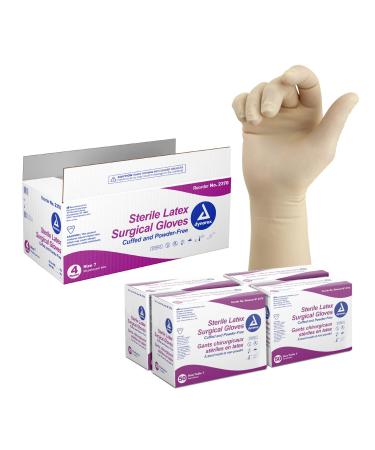 Dynarex Sterile Disposable Latex Surgical Gloves Powder-Free Sterilely Packaged in Pairs Professional Medical and Healthcare Use Veterinary Clinic Bisque Size 7.0 1 Case of 200 Pairs of Gloves