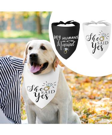 WLLHYF My Humans are Getting Married She Said Yes Dog Bandana Pets Scarf Triangle Bibs Kerchief Set Wedding Photo Prop Decoration Pet Costume Accessories for Dog Lovers Small Medium Large Dogs Cats - Buy Online on SooperMarket.com