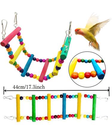 7 Pcs Bird Budgie Toys ESRISE Hanging Bell Pet Bird Cage Hammock Swing Climbing Ladders Toy Wooden Perch Mirror Chewing Toy for Conures Love Birds Small Parakeets Cockatiels Parrot (Muliti-B) - Buy Online on SooperMarket.com