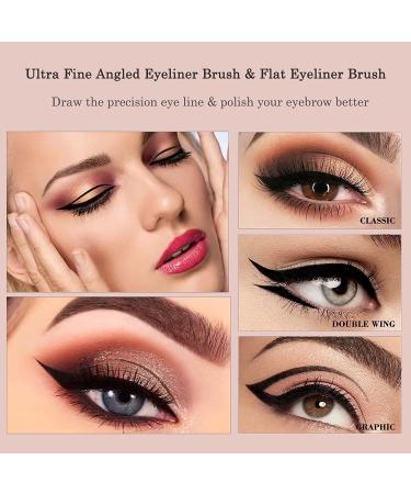 Raffaello Ultra-Thin Eyebrow Brush Set - 3Pcs Angled Precision Eyeliner Makeup Brushes | Cruelty-Free Synthetic Bristles | Slanted Eye Brow Tinting Kit (Black) - Buy Online on SooperMarket.com