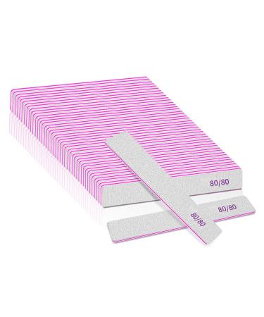 25pcs Nail Files 80 Grit  BLESWIN 80/80 Grit Nail Files  Jumbo Nail Files for Acrylic Nail  Double-Sided Emery Board Nail Filer for Manicure  Pedicure  and Acrylic Nails