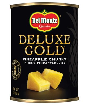 DEL MONTE DELUXE GOLD Pineapple Chunks in 100% Pineapple Juice, Canned Fruit, 20 oz Can