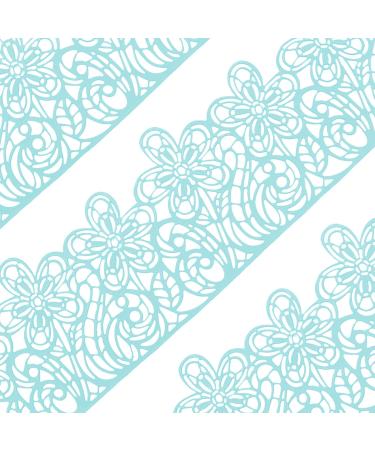 Ready to Use Edible Cake Lace Effect Border Ribbon Flower Trim Blue 14-inch 10-Piece Set