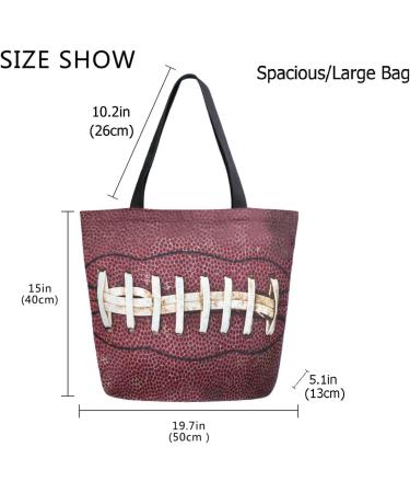 3D American Football Print Extra Large Canvas Shoulder Tote Bag | Gym Beach Weekender Travel | Reusable Grocery Shopping - Buy Online on SooperMarket.com