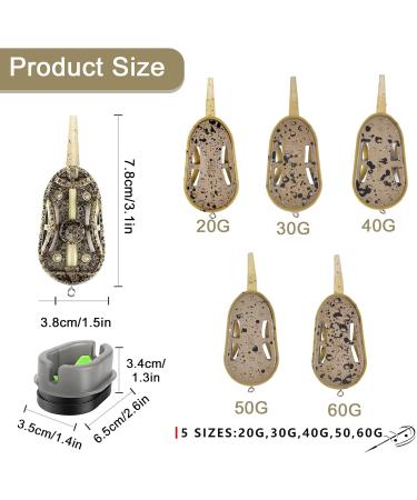 Method Feeder Set | 6-Piece Inline Fishing Feeder for Carp | 20g 30g 40g 50g 60g Accessories | Premium Fishing Gear - Buy Online on SooperMarket.com