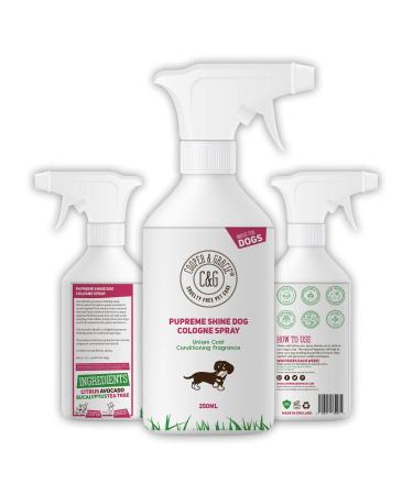Detangling Dog Perfume Spray 250ml | Leaves Dog Coat Detangled and Super Shiny | A Great Long Lasting Dogs Hypoallergenic Grooming Cologne | Citrus Eucalyptus Lemongrass Essential Oils Scents