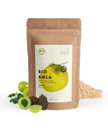 Bionutra AMLA powder Bio 250 g Amalaki (Indian gooseberry) produced according to the EU eco standard 2-month pack vegan lactose- & gluten-free fair organic and raw food quality without additives