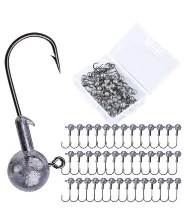 Goture Round Jig Head Lead Jig Head Hooks for Freshwater Saltwater Fishing Swimbait Jig Heads with Fishing Box for TroutBass Fishing Crappie Pro Jig Heads Round Jig Head 1/4oz - 7g - 50 pack