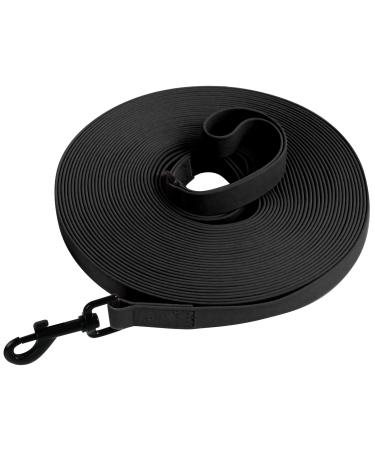 Tag trag leash for dogs drag line 5m/10m/15m/20m with handle and D-ring waterproof and easy to clean dog leash training line for small medium-sized dogs (black 10m) 10m black