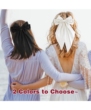 Andibro French Bow Hairpins for Women Long Tail Large Bow Barrettes Clip Soft Silky Satin Hairclip Bow Metal Duckbill Clips for Dress up Accessories Decor for Wedding Party - Buy Online on SooperMarket.com