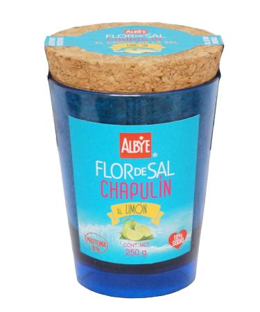 Fleur de Sel of Chapuline to the Lemon Protein10% Low Sodium 10% Unbreakable Tumbler with 250 g(8.8oz) for Beer Tequila Mezcal Cocktails & Gourmet Saucers. The Caviar of Salt