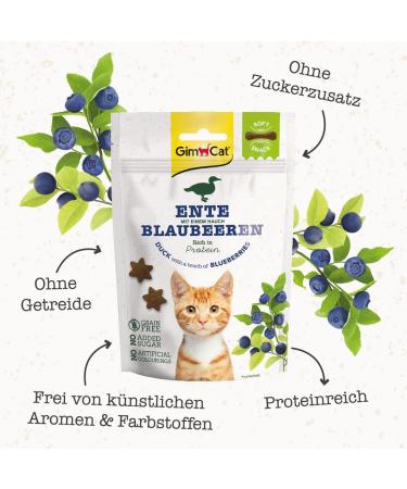 Gimcat Soft Snacks Duck & Blueberries - Protein-Rich Cat Treats - No Added Sugar - 60g Bag - International Shipping Available - Buy Online on SooperMarket.com
