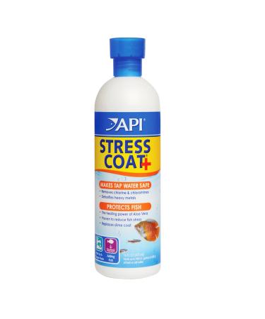API Stress Coat Water Conditioner, Makes tap Water Safe, Replaces fish's Protective Coat Damaged by handling or Fish Fighting, Use When Adding or Changing Water, Adding Fish and When Fish are Injured 16 oz Aquarium Treatment