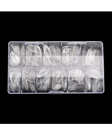 Almond Shaped Nail Tips 500Pcs Clear Acrylic Medium Nails Full Cover with Case for DIY Nail Art 10 Sizes - Buy Online on SooperMarket.com