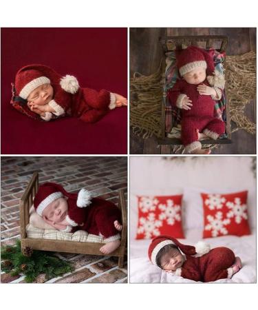 KESYOO Santa Claus Red Hat Newborn Baby Photography Romper Handmade Crochet Knitted Costume for Boys and Girls - Buy Online on SooperMarket.com