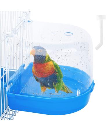Geegoods Bird Bath Box Parakeet Caged Bird Bathing Tub with Water Injector for Small Birds Canary Budgies Parrots