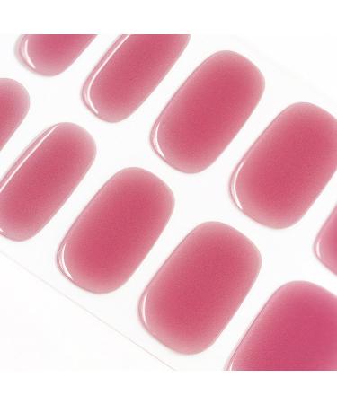 DANNI & TONI 28 Stickers Semi Cured Nail Wraps Soft Self-Adhesive Gel Nail Stickers(Glamour) Salon-Quality Gel Nail Polish Strips Manicure Stickers Set Light Pale Violet Red Smudging