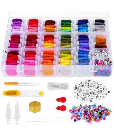 selizo Friendship Bracelet String  100 Colors Embroidery Floss Cross Stitch Thread Supplies Kit with Organizer Storage Box  39 Pcs Cross Stitch Tool and 400 Beads for Embroidery Friendship Bracelet