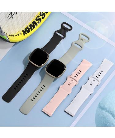 Getino Compatible with Fitbit Sense 2/ Sense Bands/ Versa 4/ Versa 3 Bands Women Men  Silicone Sport Accessories  Band for Fitbit Sense/ Sense 2/ Versa 4/ Versa 3 Watch  Small Black/ Gray/ Pink/ White Small 5.8"-7.6" Black/Gray/Pink/White - Buy Online on SooperMarket.com