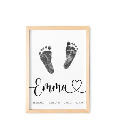 Del m unique & personal baby footprint personalized milestone poster for baby room decoration children's room decoration memory (without color) name + heart